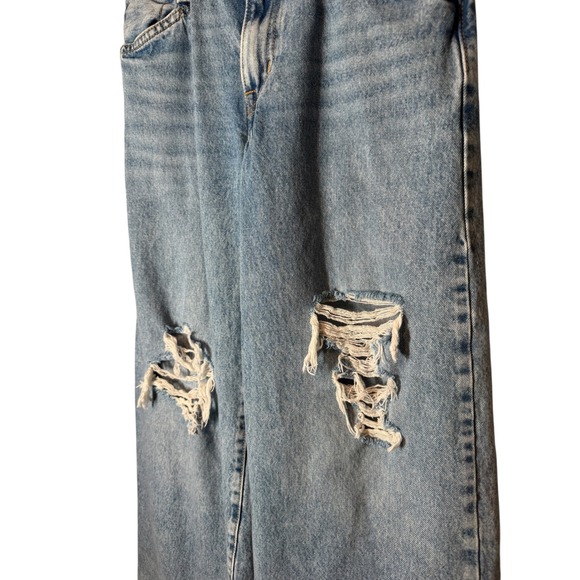 Levis 94 Baggy Wide Leg Jeans Womens Size 26 Ripped Distressed Light Wash Denim - Picture 5 of 10